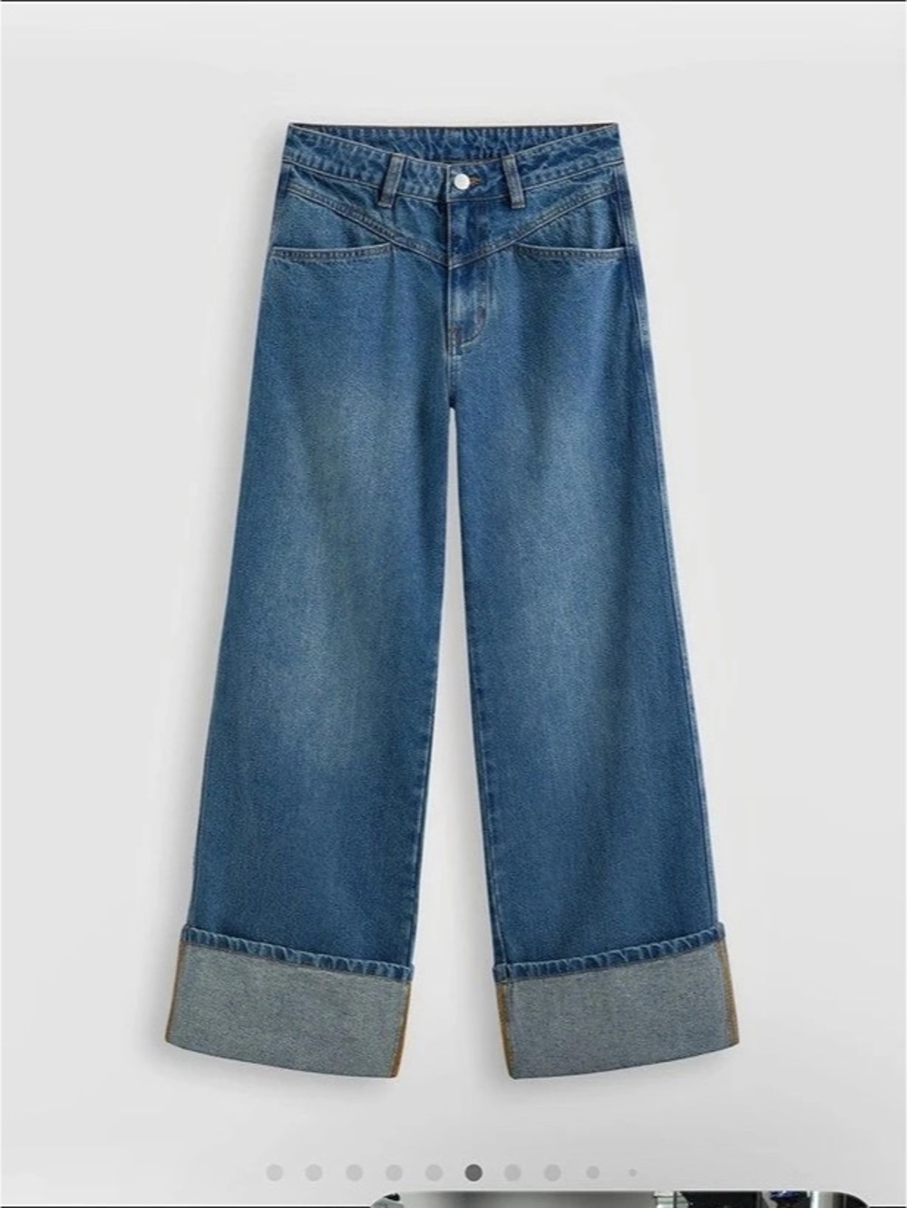 CIDER DENIM MID RISE SOLID ROLL HEM STRAIGHT LEG JEANS